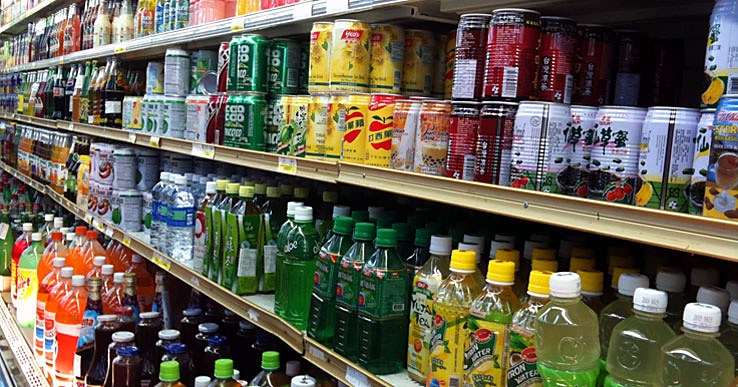 Shelves of Asian drinks